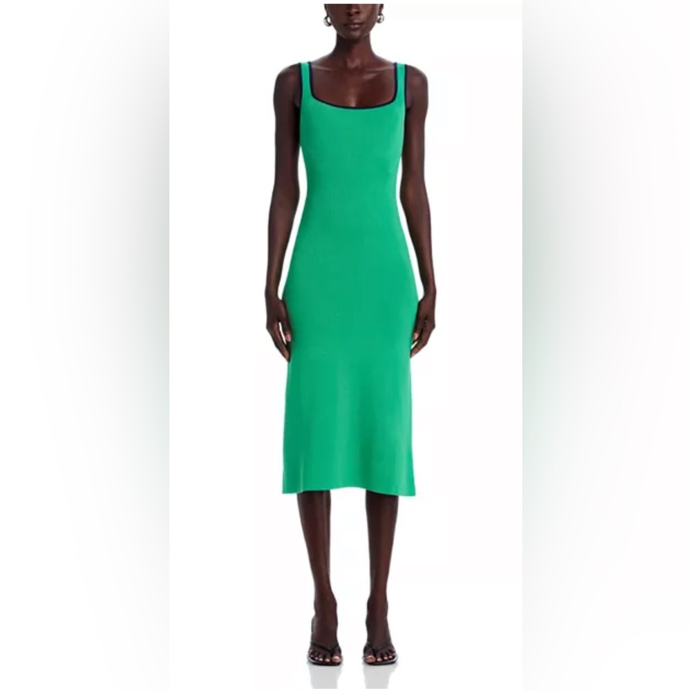 STAUD Paityn Midi Dress Seaweed/Navy size Small NWT